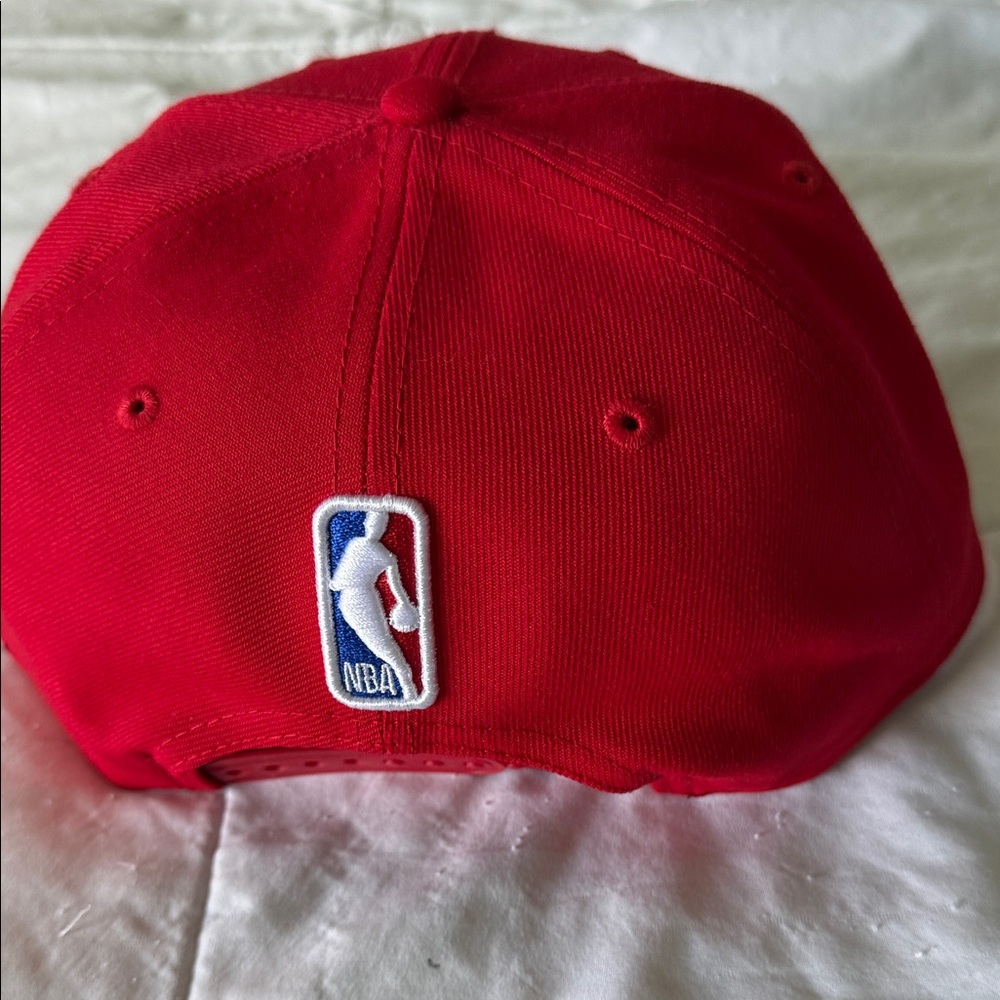 New Era Red Fitted Hat with Embroidered Bull Logo - Picture 2 of 3